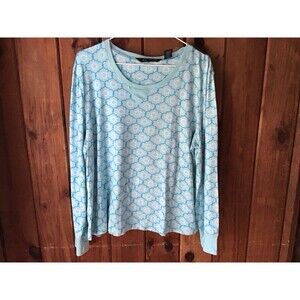 Jasmine Rose Top Size XL Blue Floral Long Sleeve Soft Casual Comfy